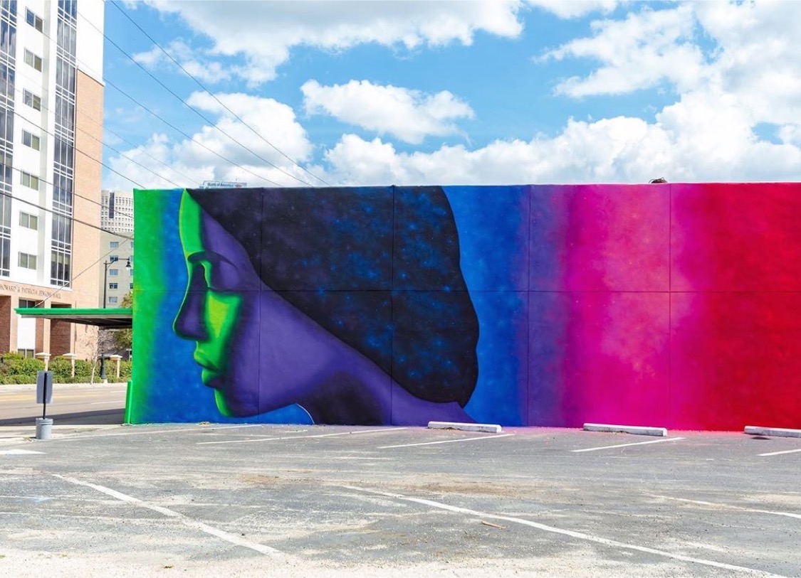 Vibrant public art mural in St. Petersburg